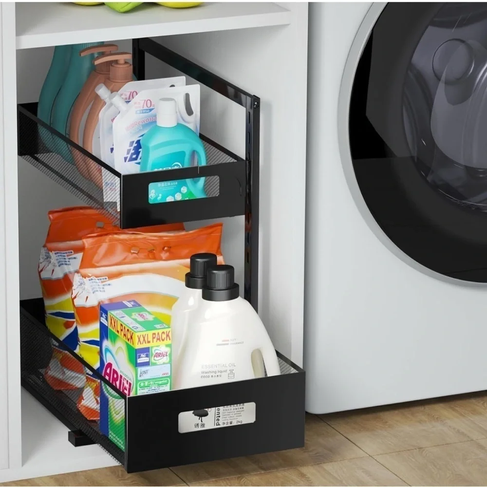 Under Sink Organizer Pull Out Cabinet Organizer Adjustable Height 2 Tier